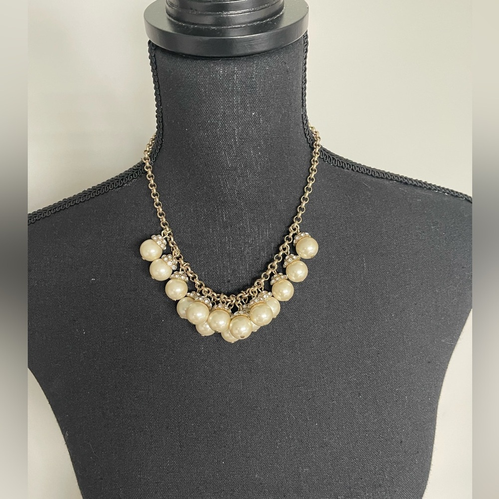 J. Crew Pearlans Rhinestone Pearl Necklace